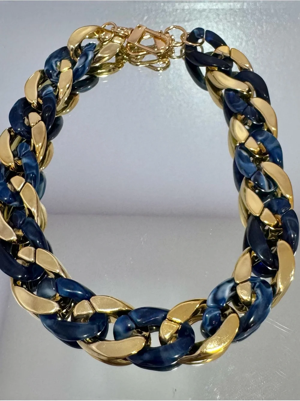 New Acrylic Gold and Navy Bag Chain 18 inches